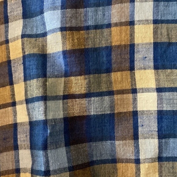 Haupt Germany casual plaid linen button down.  Size XL - Picture 4 of 7